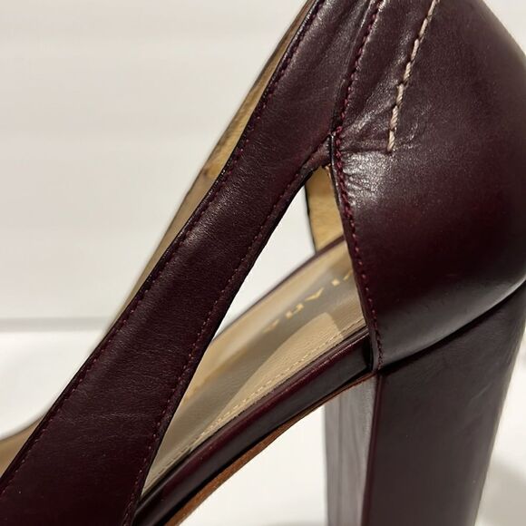 Liviana Conti Burgundy Leather Platform Heel Shoes Size 38 - Picture 14 of 16